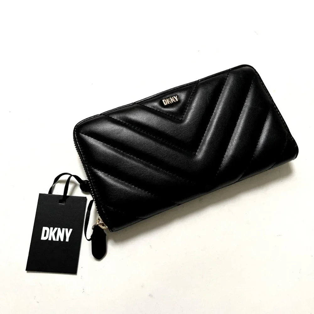NWT DKNY Veronica Quilted Crossbody Shoulder Bag + Matching Wallet Set Black